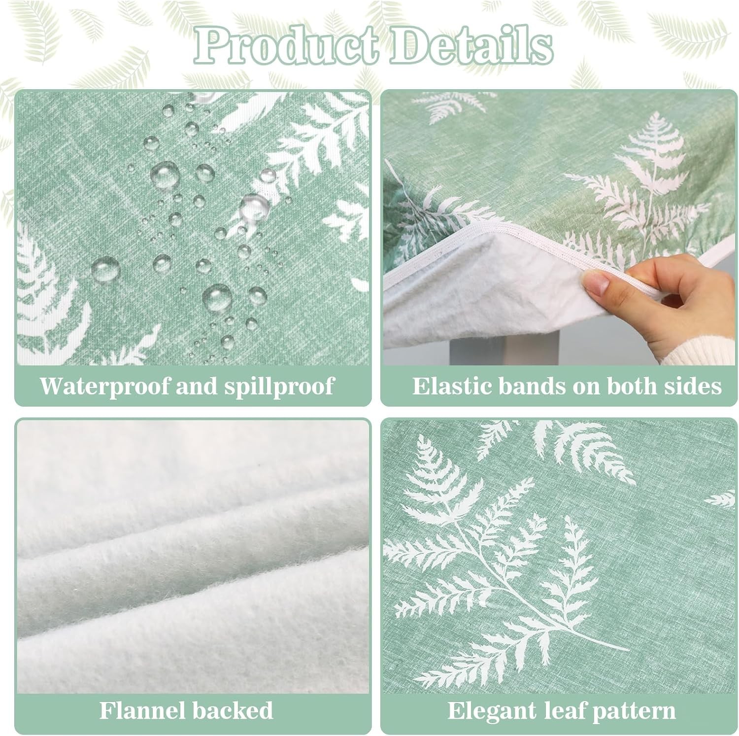 Fitted Tablecloth for 6 Foot Rectangle Tables Green Table Cloth Picnic Vinyl
