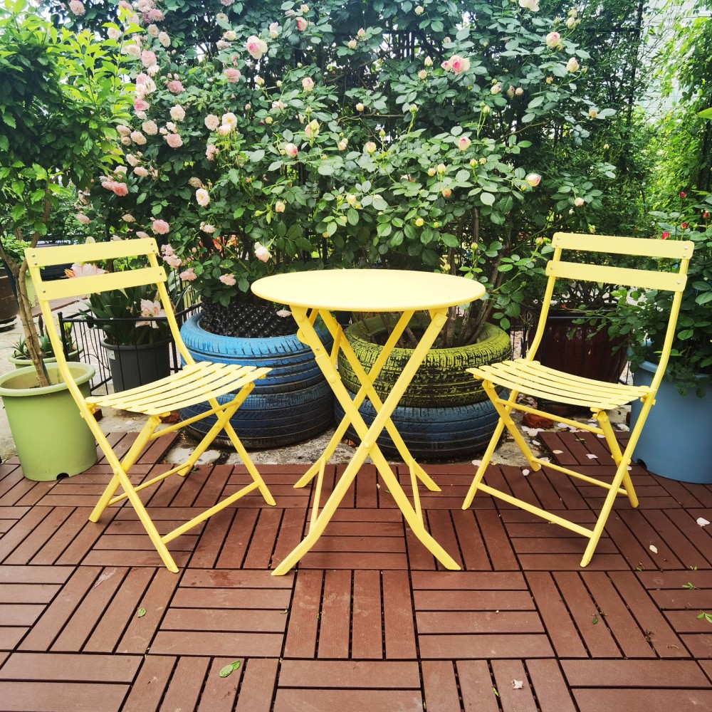 3 Piece Patio Bistro Set,Foldable 1 Table&2 Chairs,Outdoor/Indoor Furniture Set