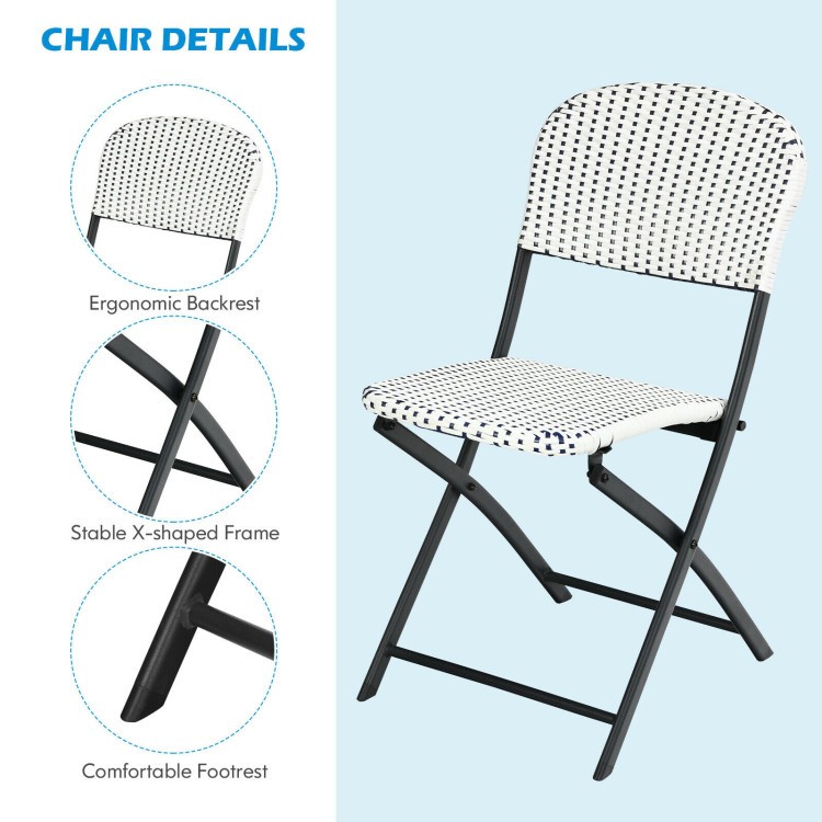 PE Rattan Bistro Set: 3-Pc, 23.5″ Round Table, 2x330lb Chairs, Steel Frame