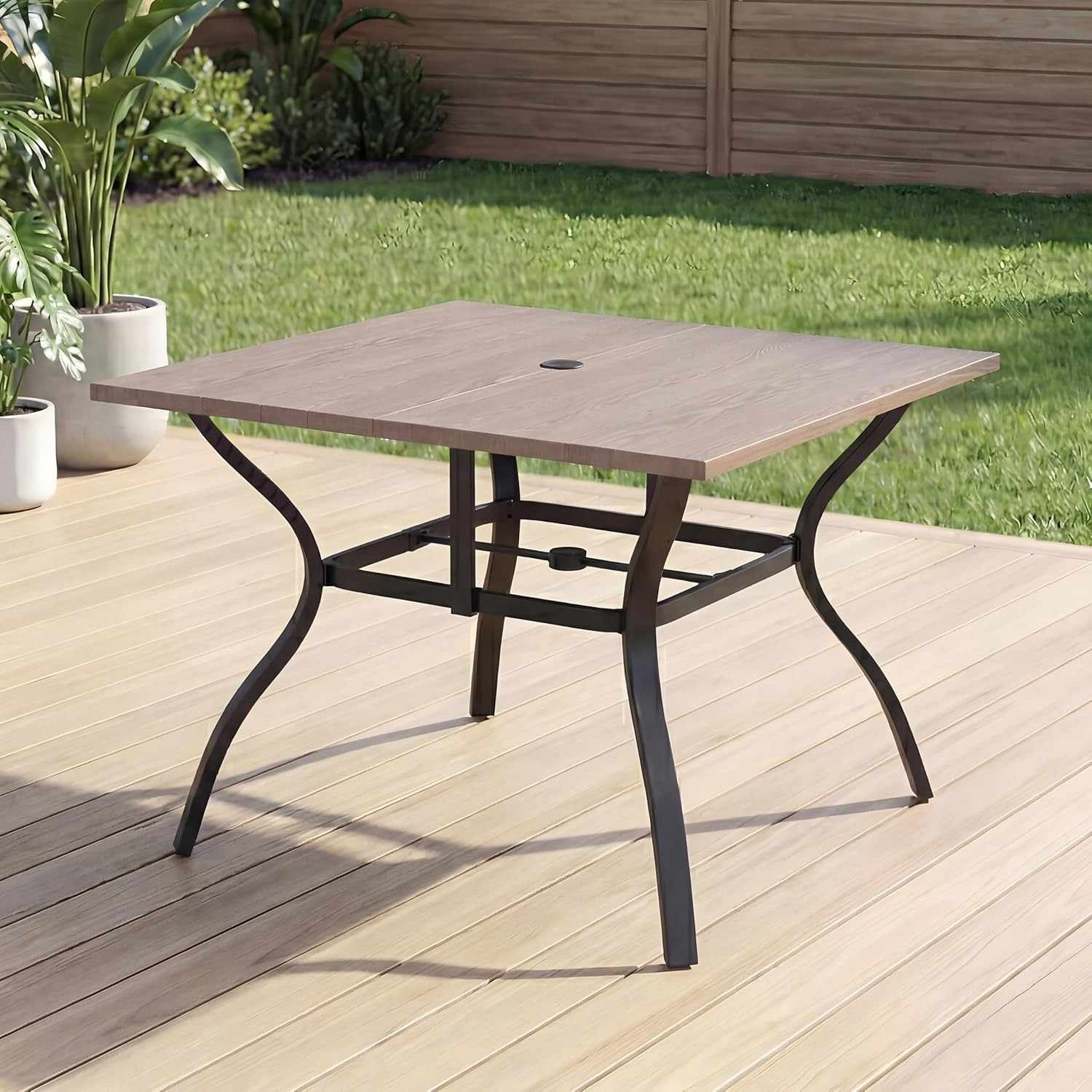 37.8”x37.8” Metal Outdoor Dining Table for 4,Square Patio Dining Table with