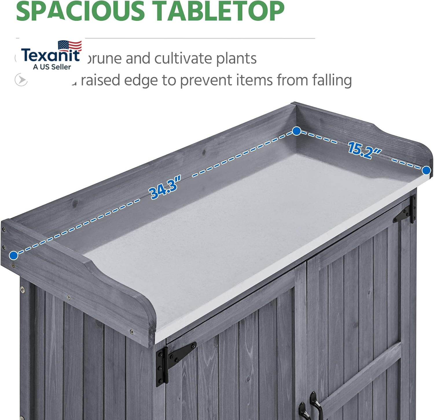 Garden Potting Bench Table, Outdoor Garden Horticultural Wooden Storage Cabinet