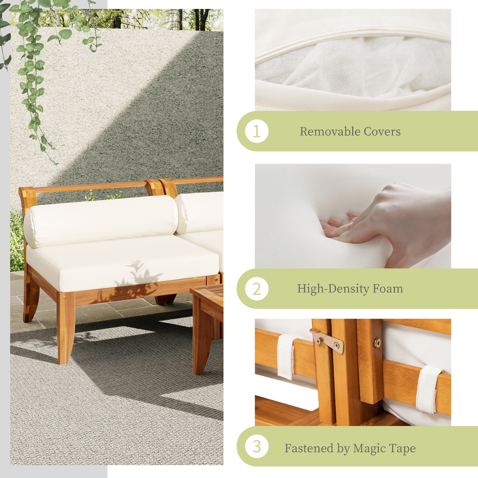 6-Piece Acacia Wood Patio Sectional