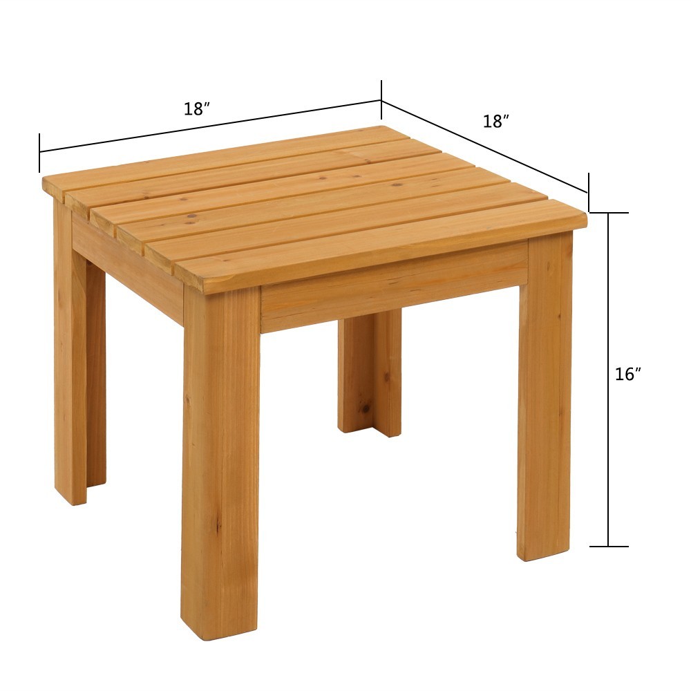 Patio Wooden Square Side End Table Coffee Bistro Table Indoor Outdoor Natural
