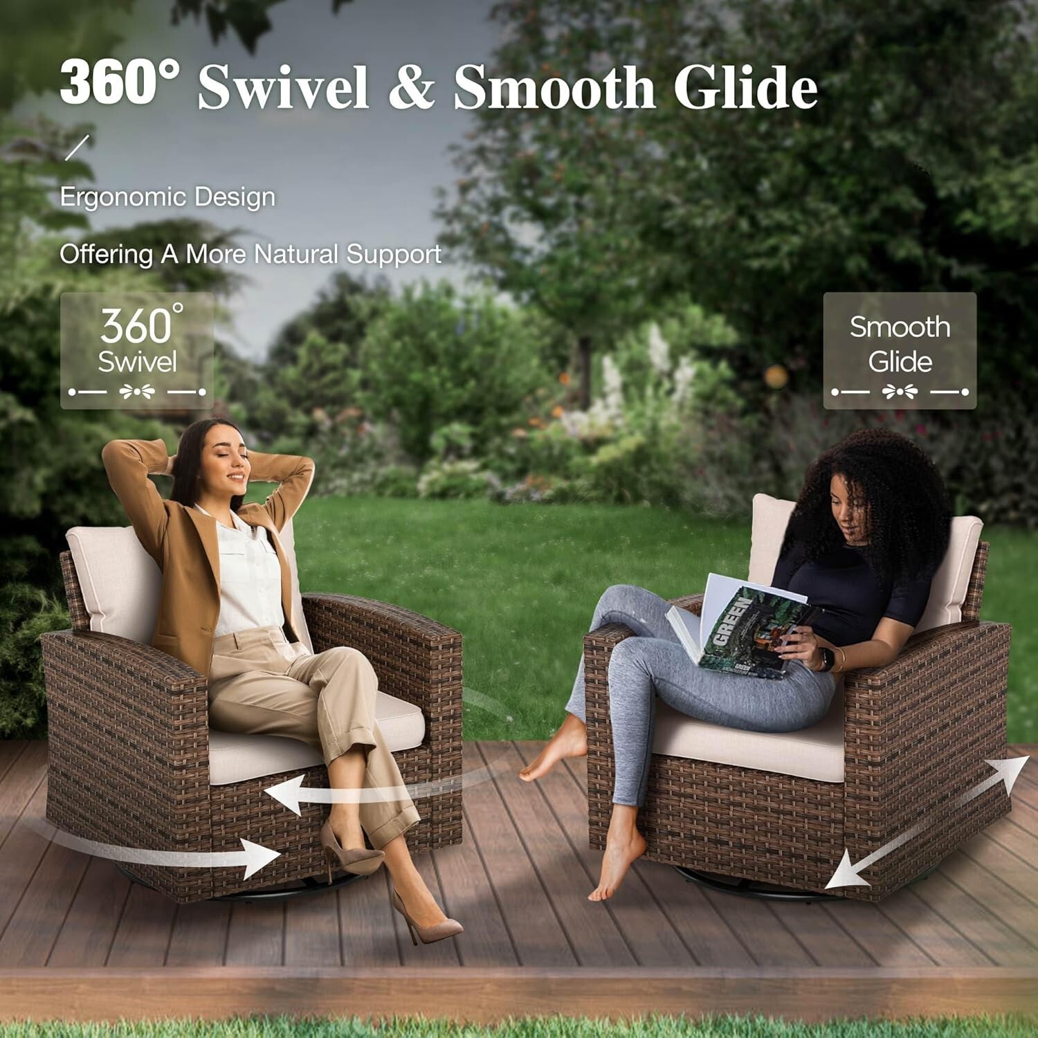 7 PCS Outdoor Patio Furniture Sets Rattan Sectional Sofa Conversation Set Swivel