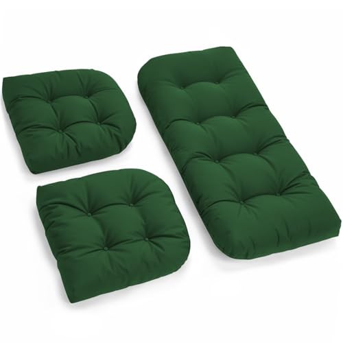 All Weather Outdoor Wicker Chair Cushions of 3 Pieces, Waterproof Outdoor Green