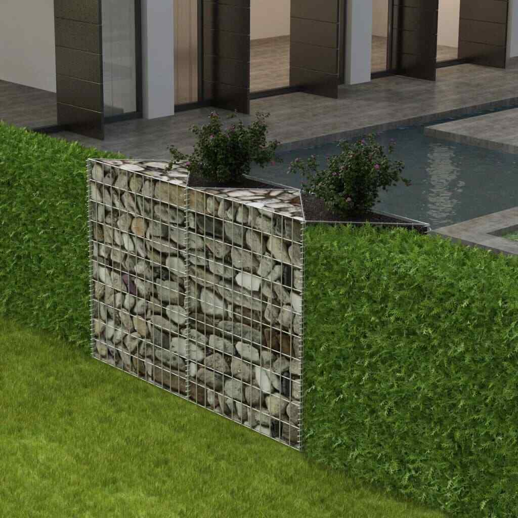 Gabion Basket Gabion Wall Outdoor Privacy Protection Galvanized Steel vidaXL