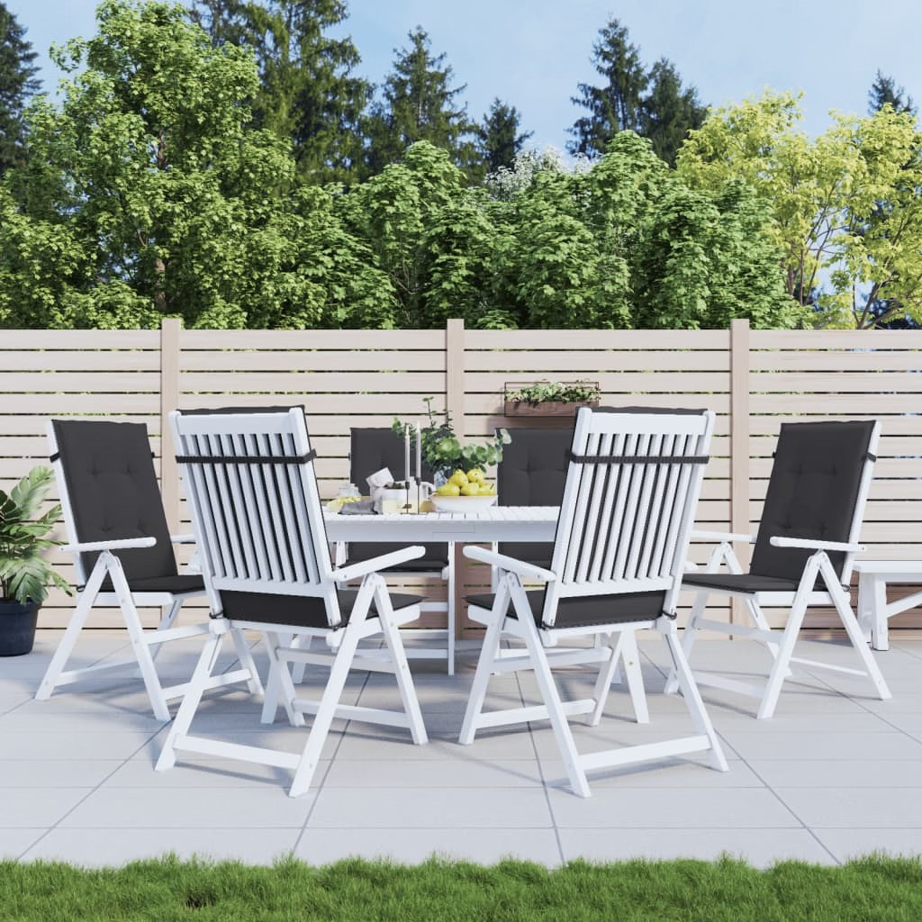 Garden Highback Chair Cushions 6 pcs Black 47.2″x19.7″x1.2″ Fabric