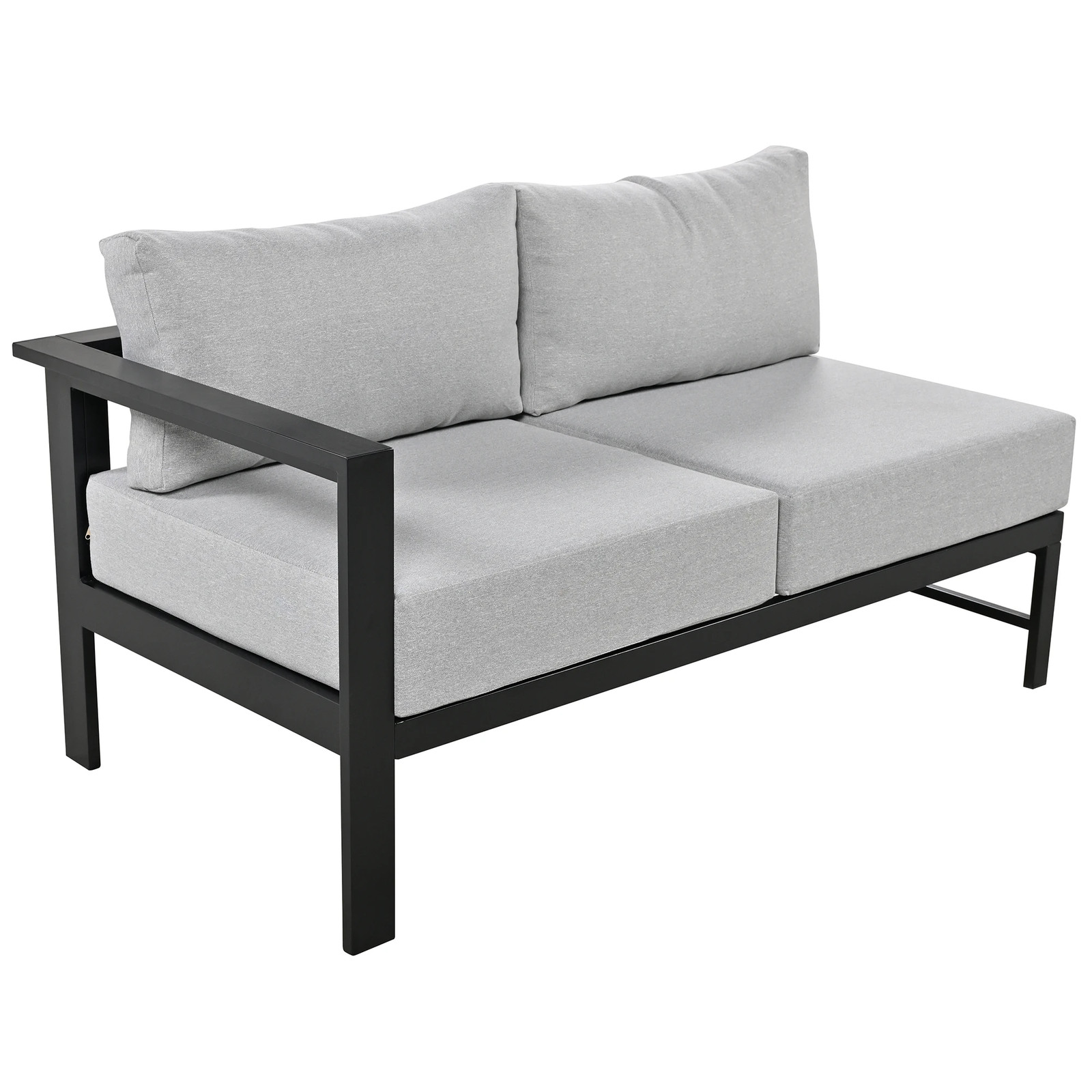 U-Shaped Aluminum Outdoor Sofa Set 6 Person Garden Patio Sectional Black