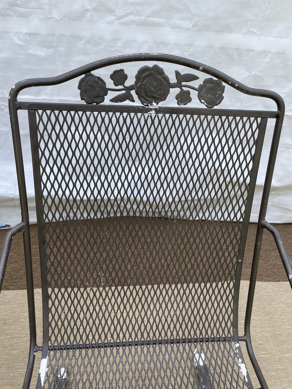 Vintage 2 chairs Patio Set Wrought iron Dining Cantilever
