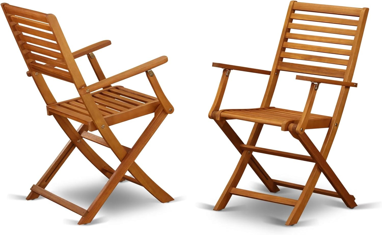 9-Piece Acacia Wood Patio Dining Set with 8 Folding Chairs, Natural Finish