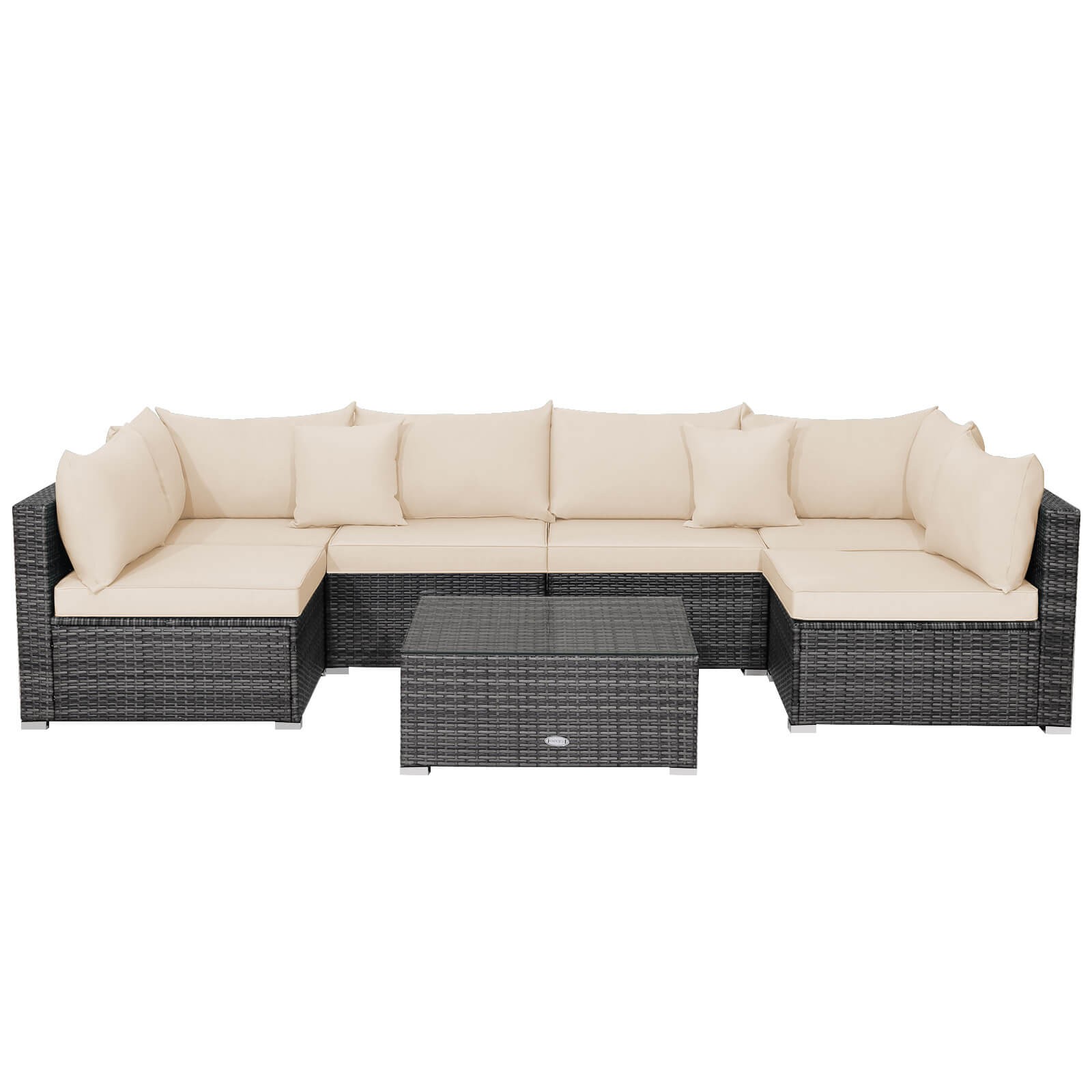 Patio 7PCS Rattan Furniture Set Sectional Sofa Cushioned Garden Brown