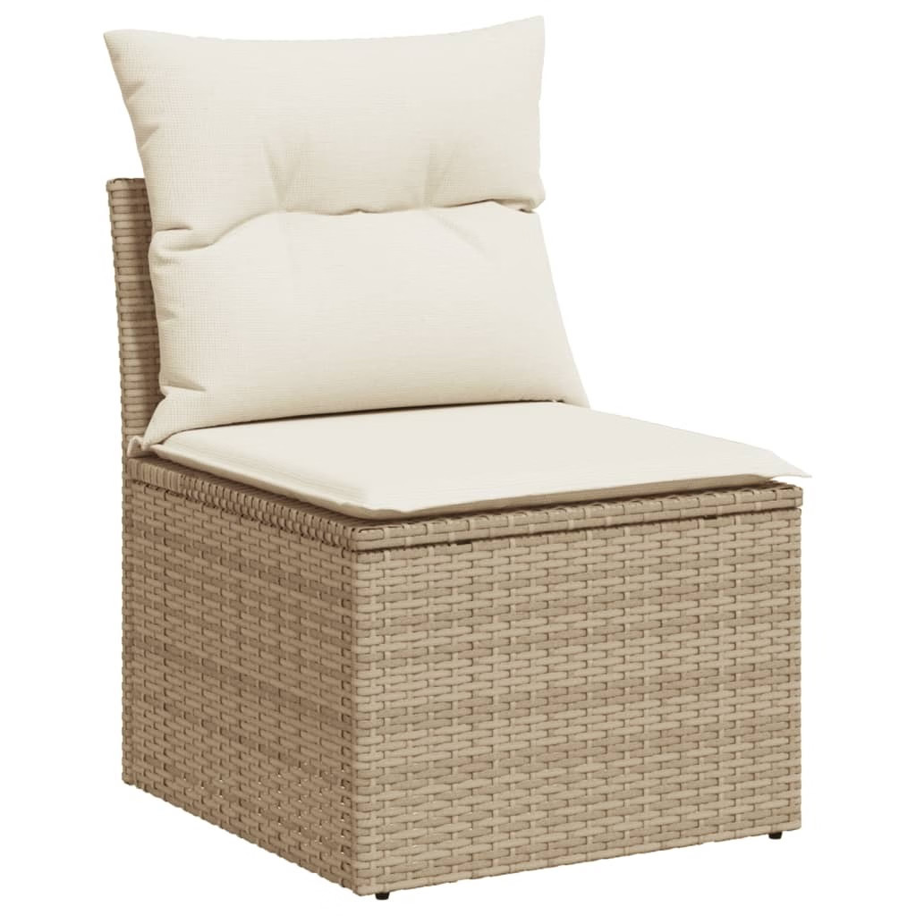 Garden Sofa Set Beige Poly Rattan Medium Modular
