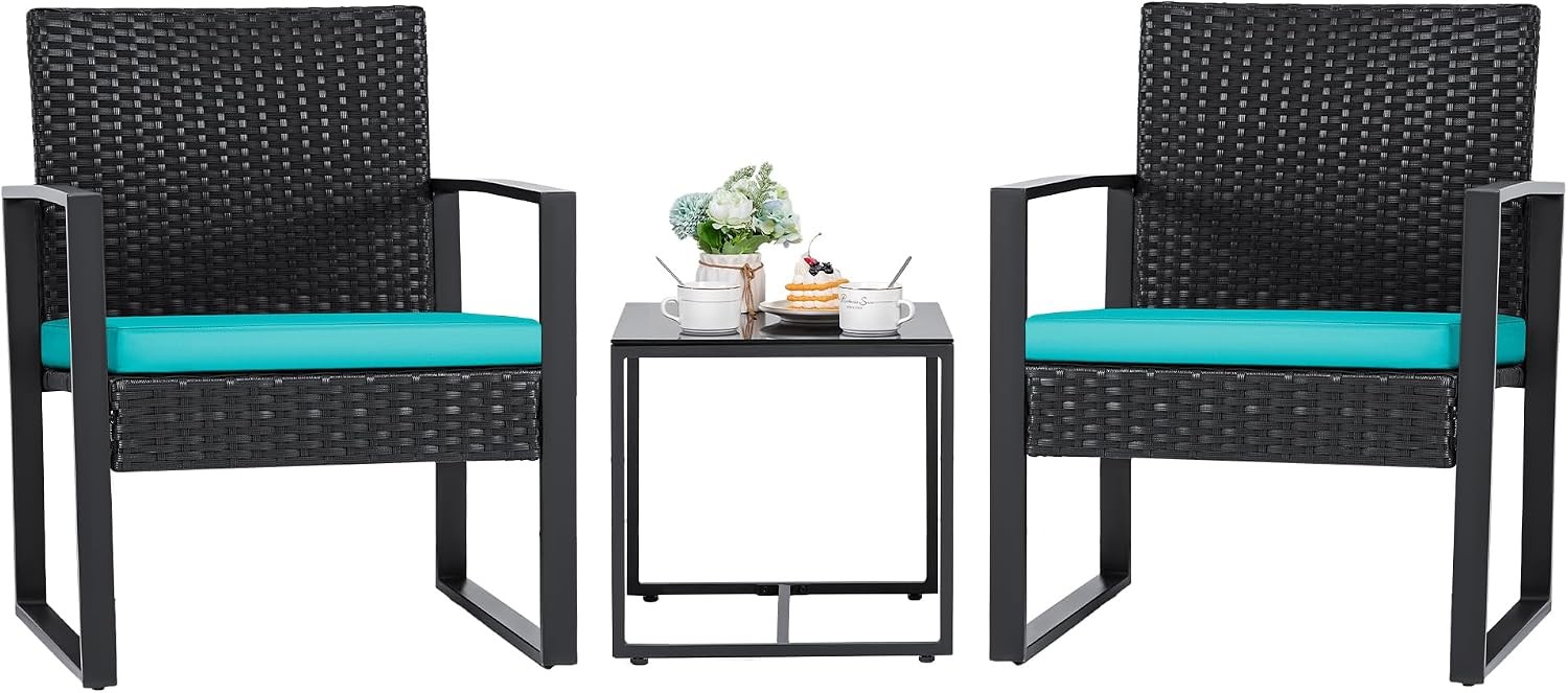 Outdoor Patio Furniture Modern Rattan Chair Conversation Set With Coffee Table