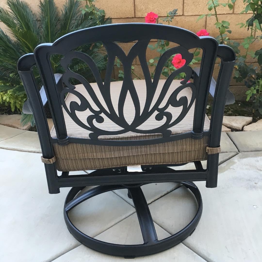 Bistro 3 Piece Set Outdoor Elisabeth Club Rocker – Spring Base Swivel Chairs.