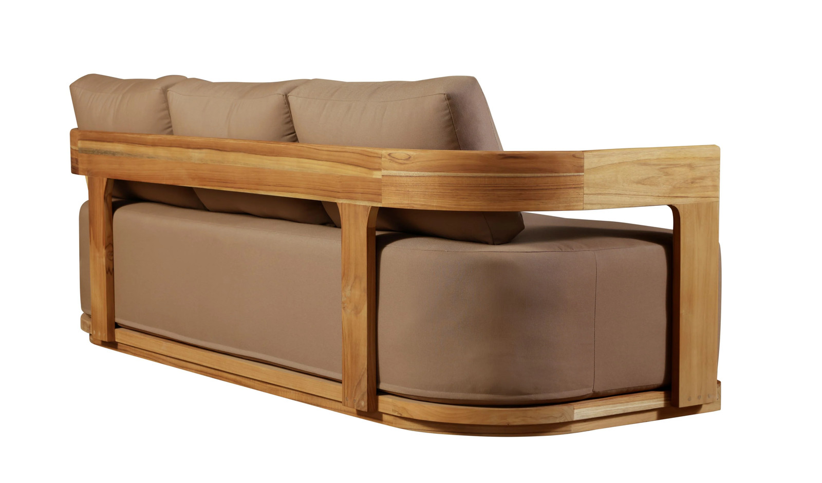 Eclipse Outdoor Solid Teak Wood Sofa – Light Brown Fabric Sofa and Cover
