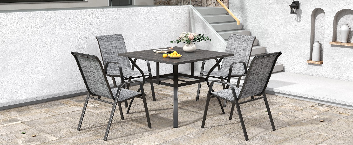37.8”x37.8” Metal Outdoor Dining Table for 4,Square Patio Dining Table with