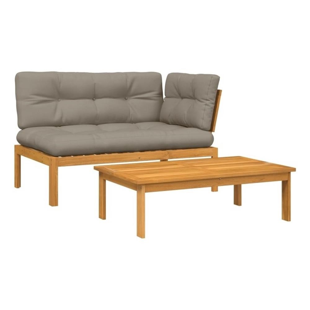 Pemberly Row Solid Acacia Wood Medium Modular Patio Sofa Set in Taupe
