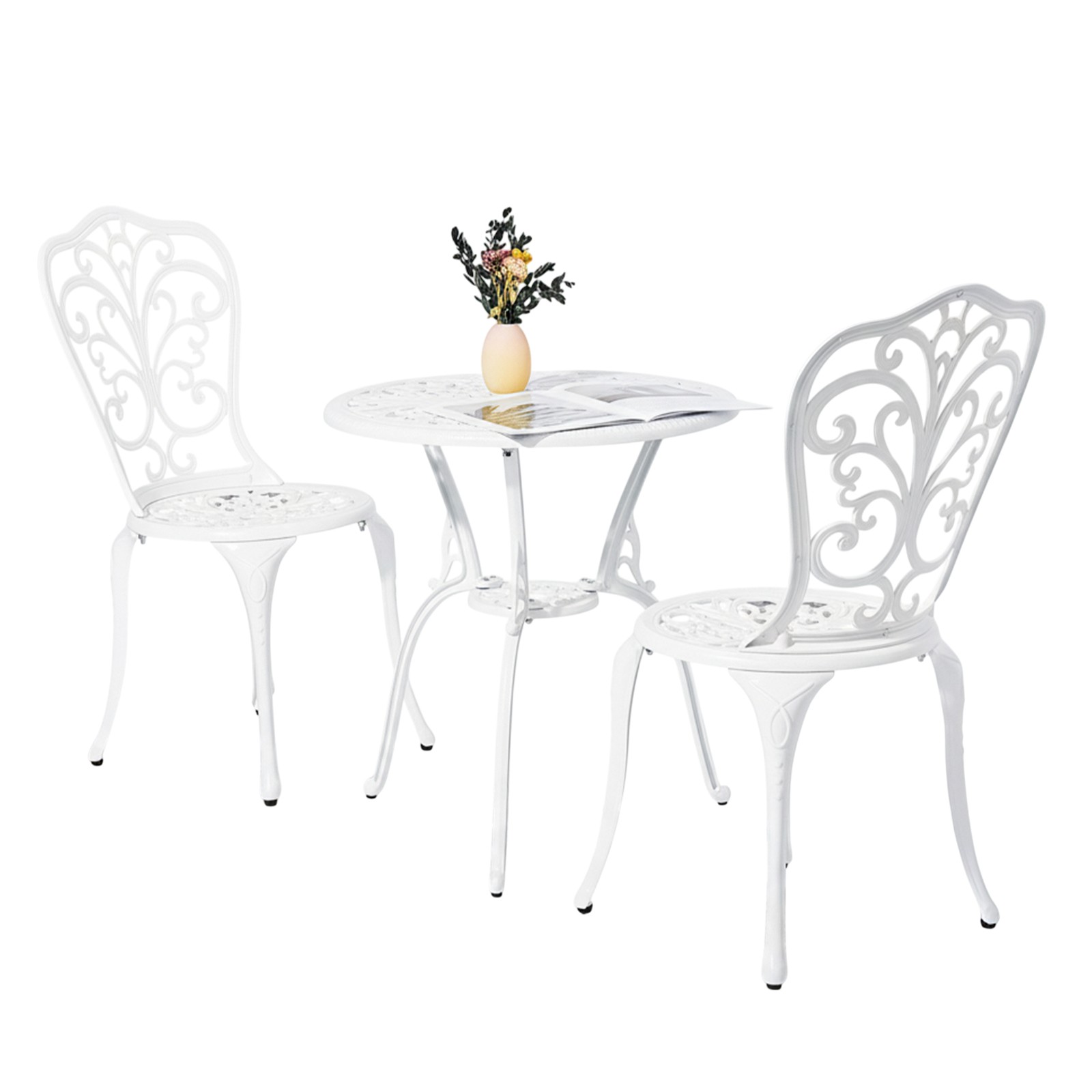 3 PCS Bistro Set All-Weather Cast Aluminum Butterfly Bistro Table and Chairs