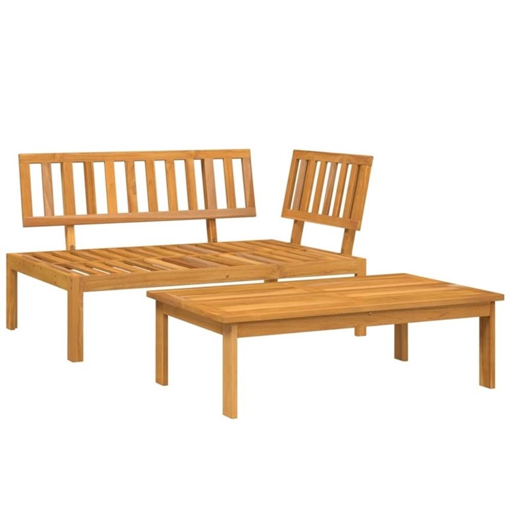 Pemberly Row Solid Acacia Wood Medium Modular Patio Sofa Set in Taupe