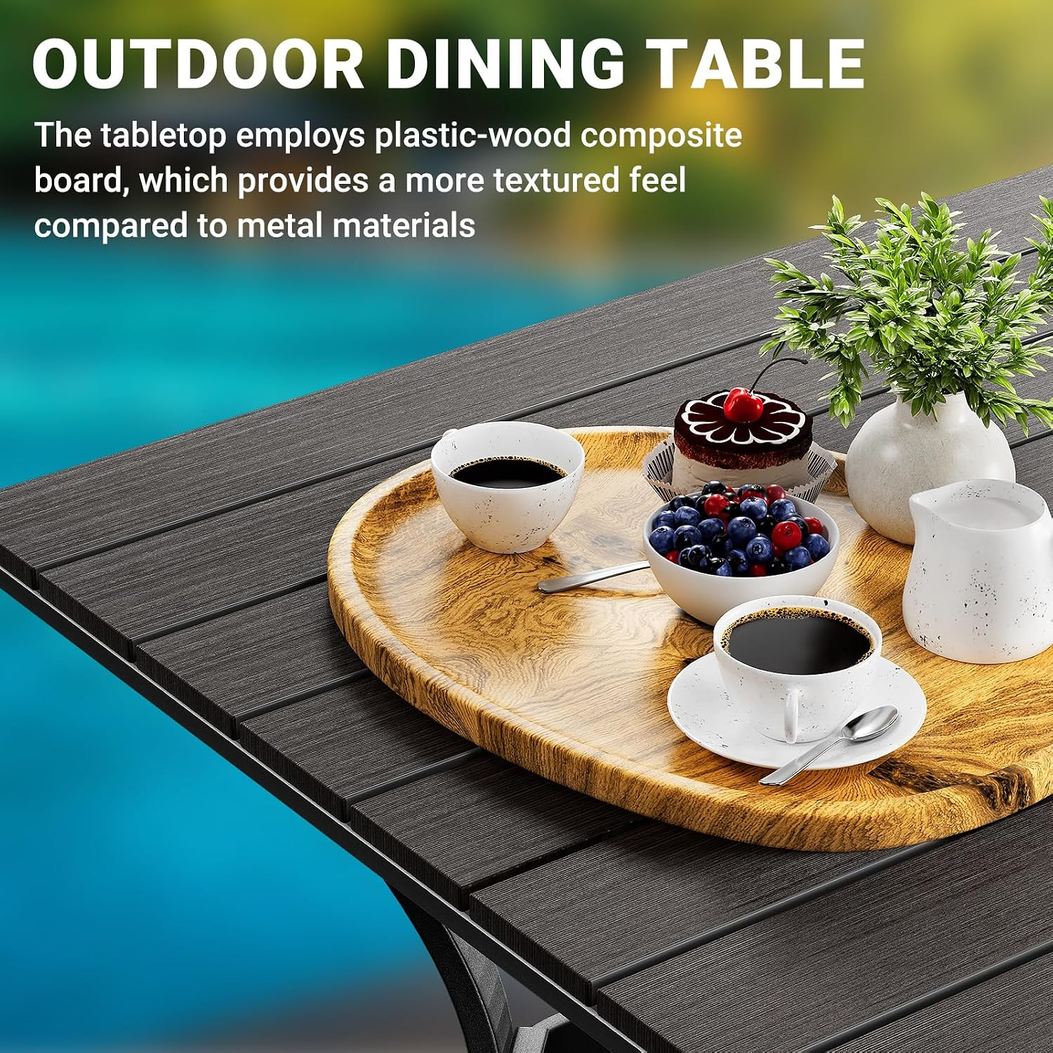 LEVELEVE 5 Piece Outdoor Patio Dining Set with 4 Swivel Dining Chairs & 1 Large