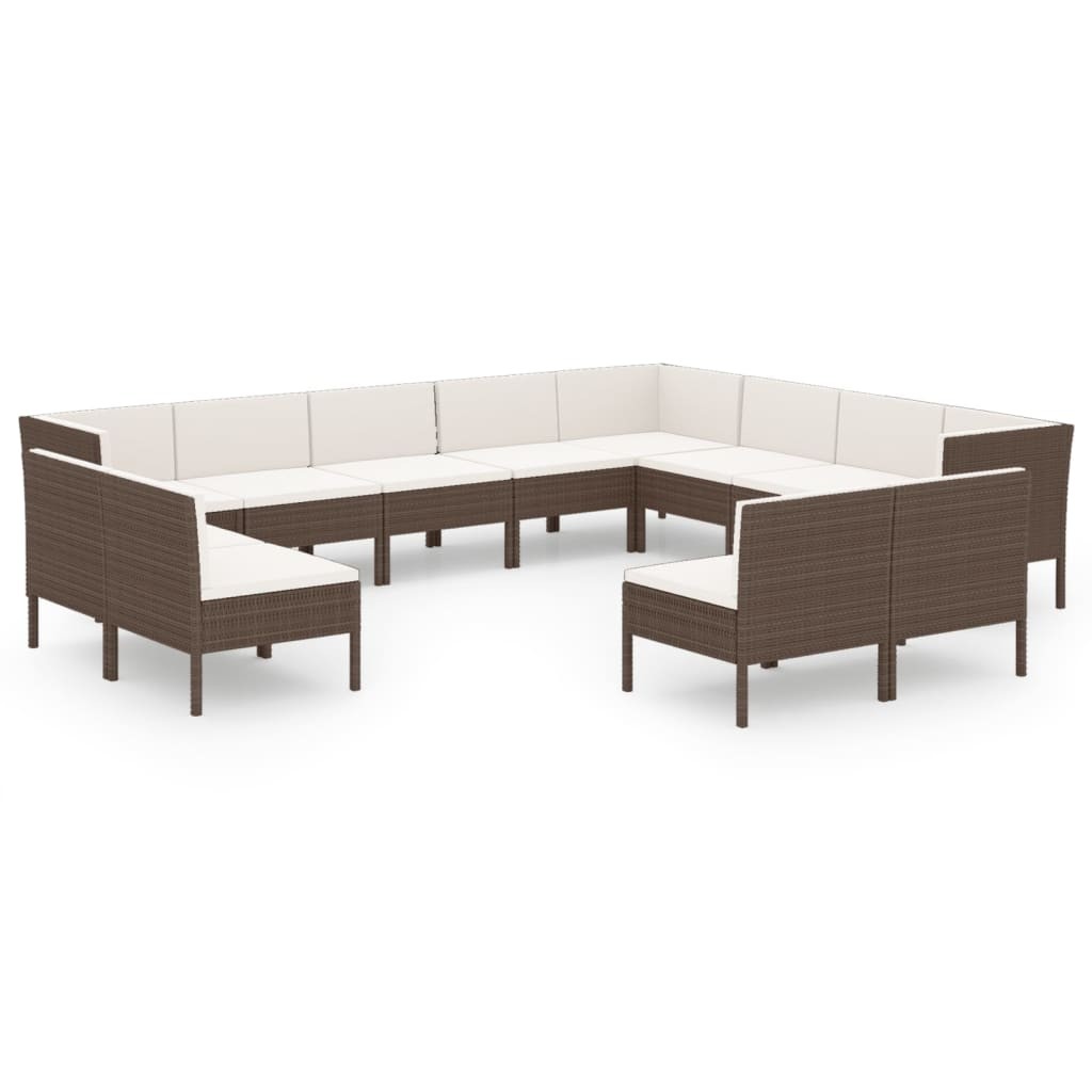 Garden Lounge Set Patio Sectional Sofa Couch Outdoor Poly Rattan Brown vidaXL