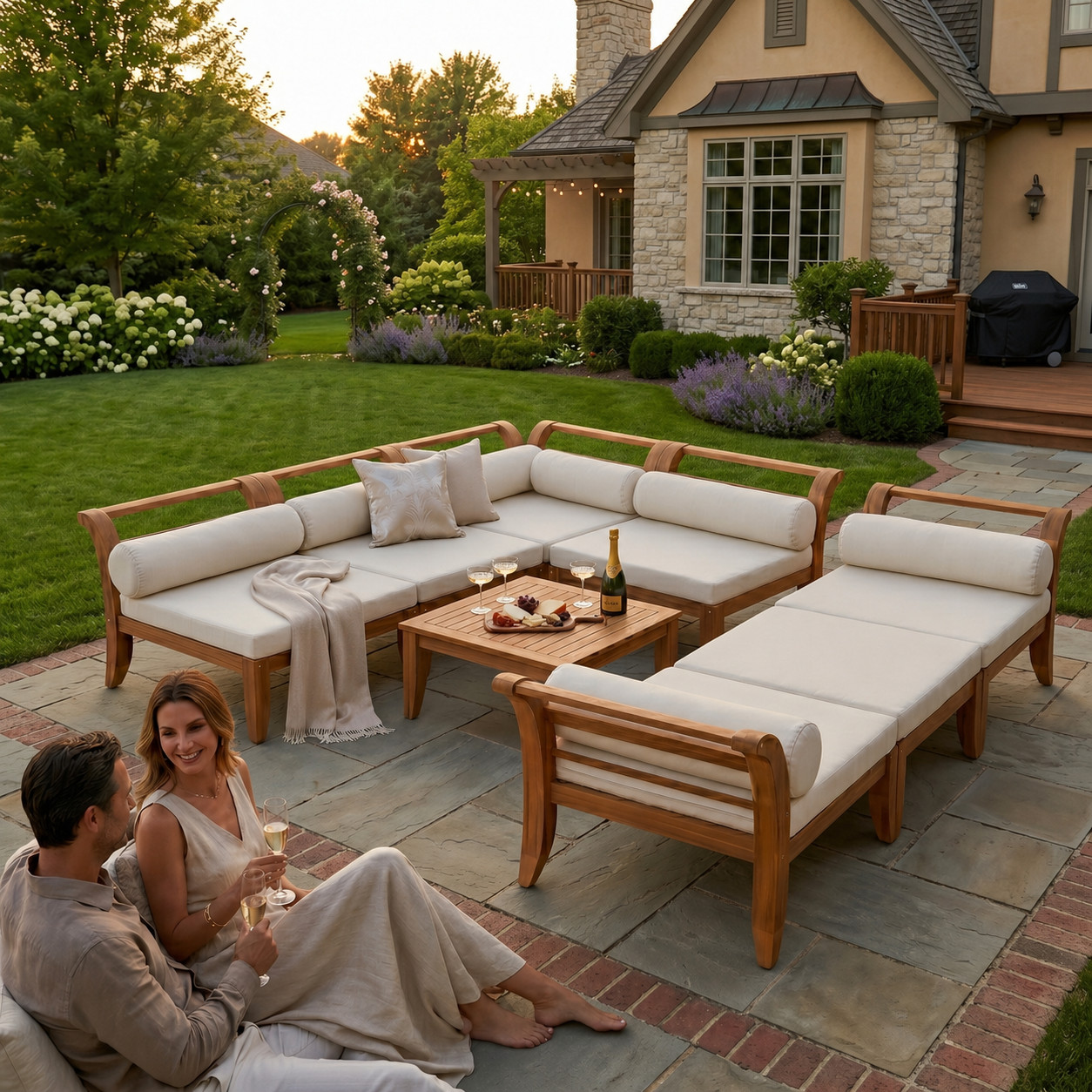 6-Piece Acacia Wood Patio Sectional
