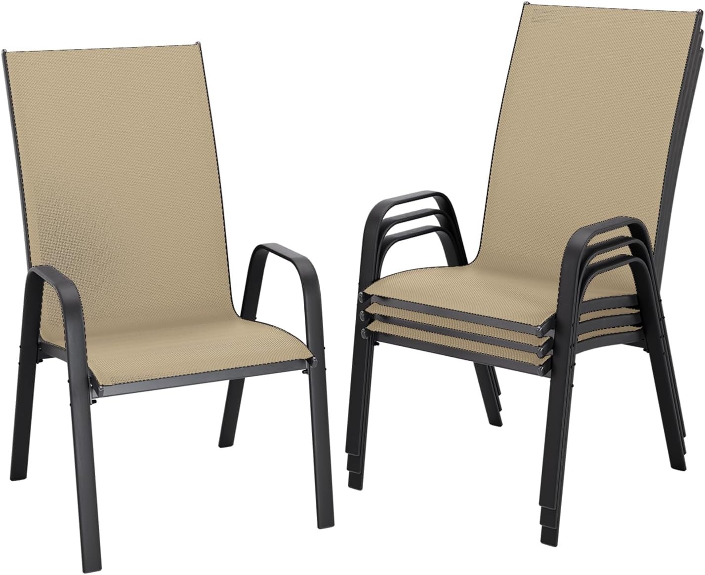 Patio Dining Chairs Set of 4 Outdoor Stackable Dining Furniture Set All Weather