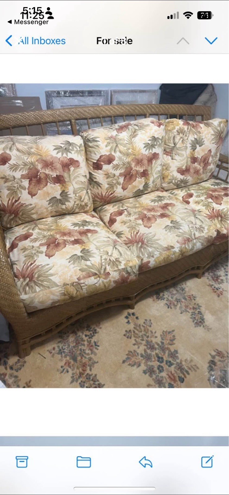 Wicker Furniture Set With Custom Made Pillows