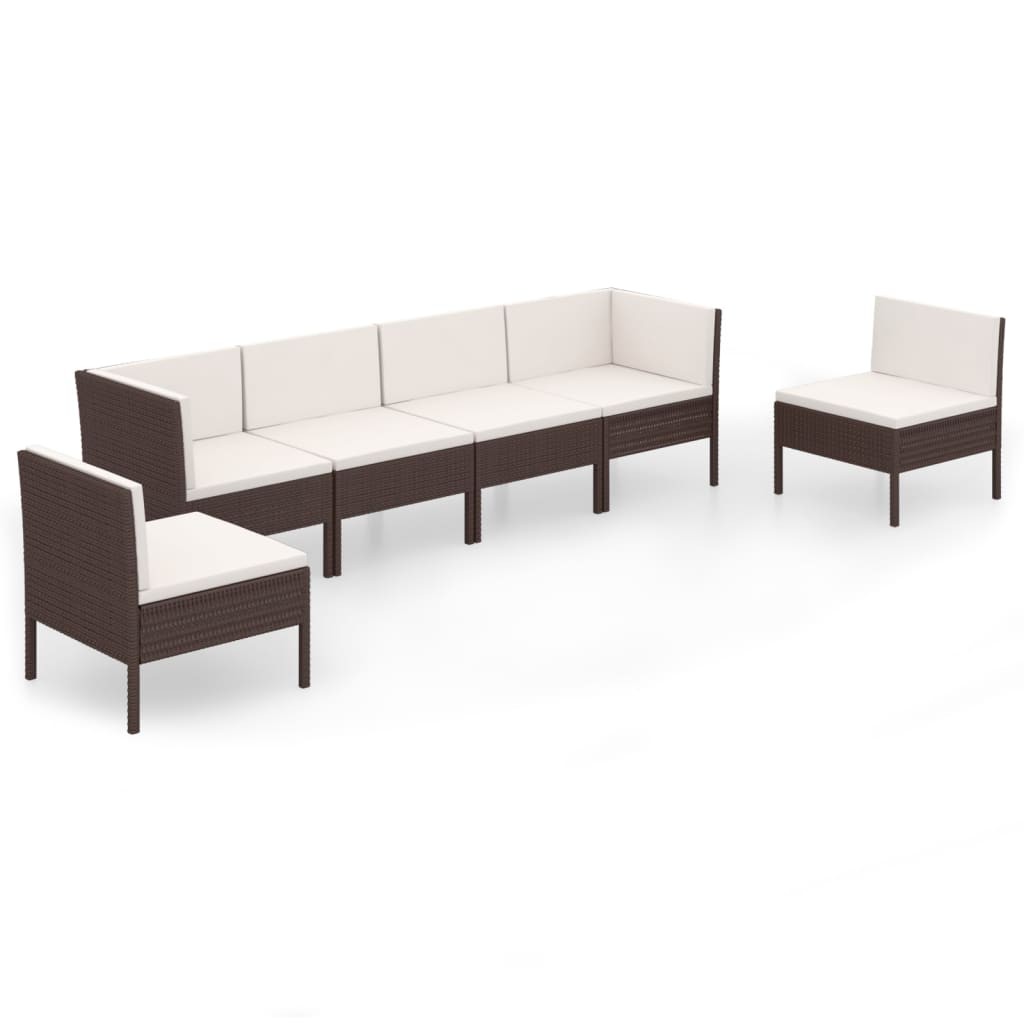 Garden Lounge Set Patio Sectional Sofa Couch Outdoor Poly Rattan Brown vidaXL