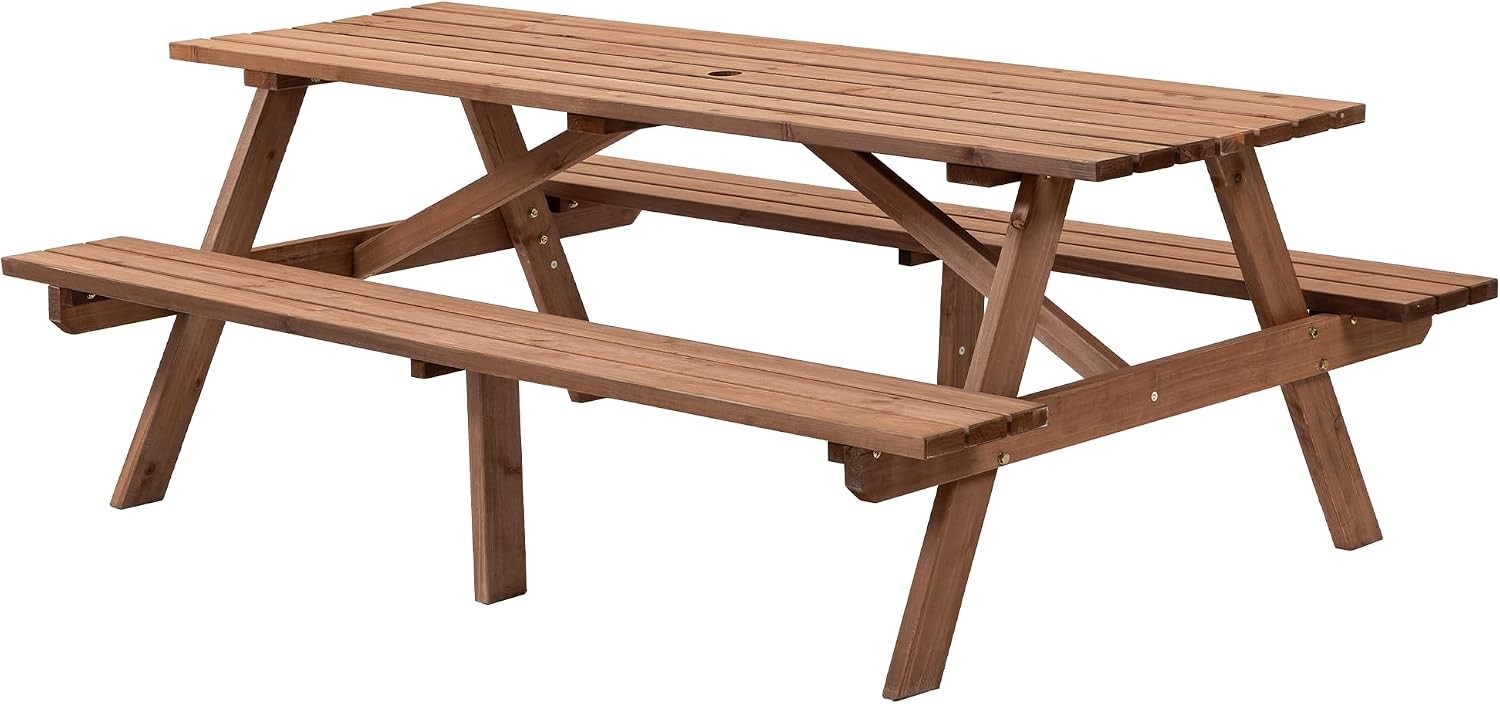 Picnic Table Bench Set 16 Persons 8FT Large Camping Table Wood Outdoor Dining