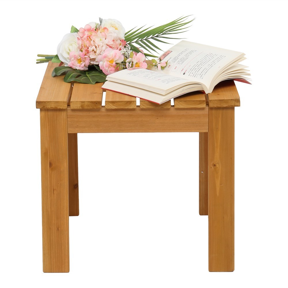 Patio Wooden Square Side End Table Coffee Bistro Table Indoor Outdoor Natural