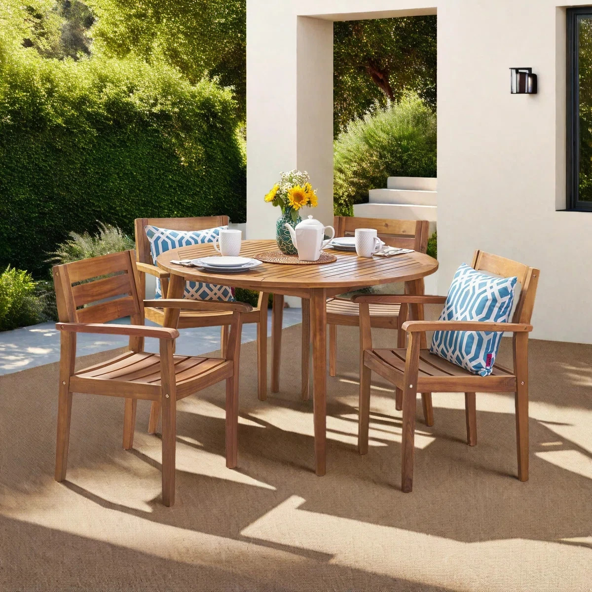 Patio Dining Set (5 pc) (Solid Wood) (Free Shipping)