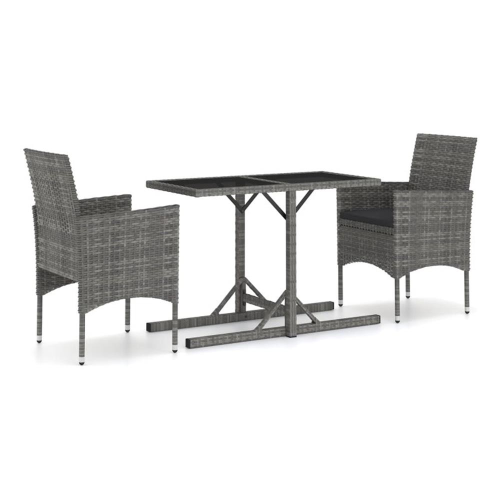 Bowery Hill Poly Rattan Medium Ergonomic Garden Dining Set in Gray