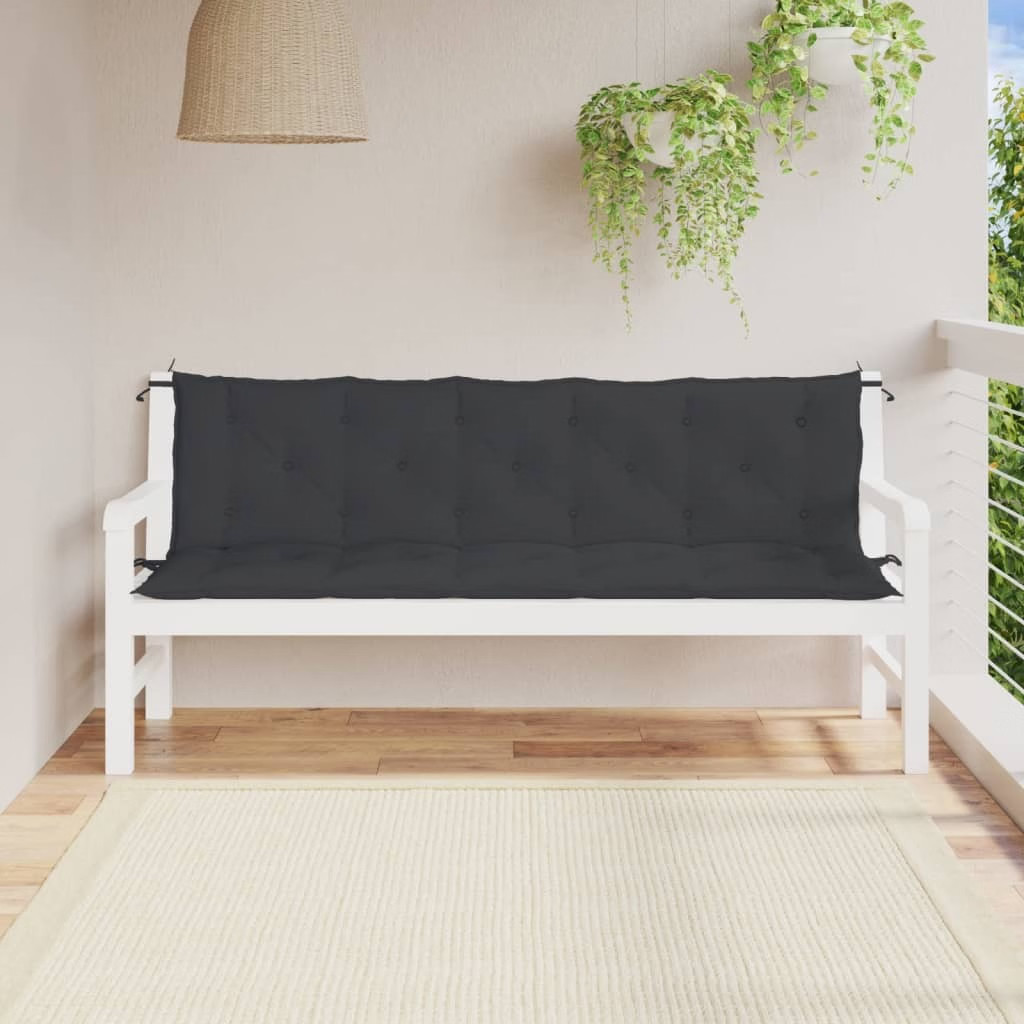 Garden Bench Cushion Black 70.9″x(19.7″+19.7″)x2.8″ Oxford Fabric