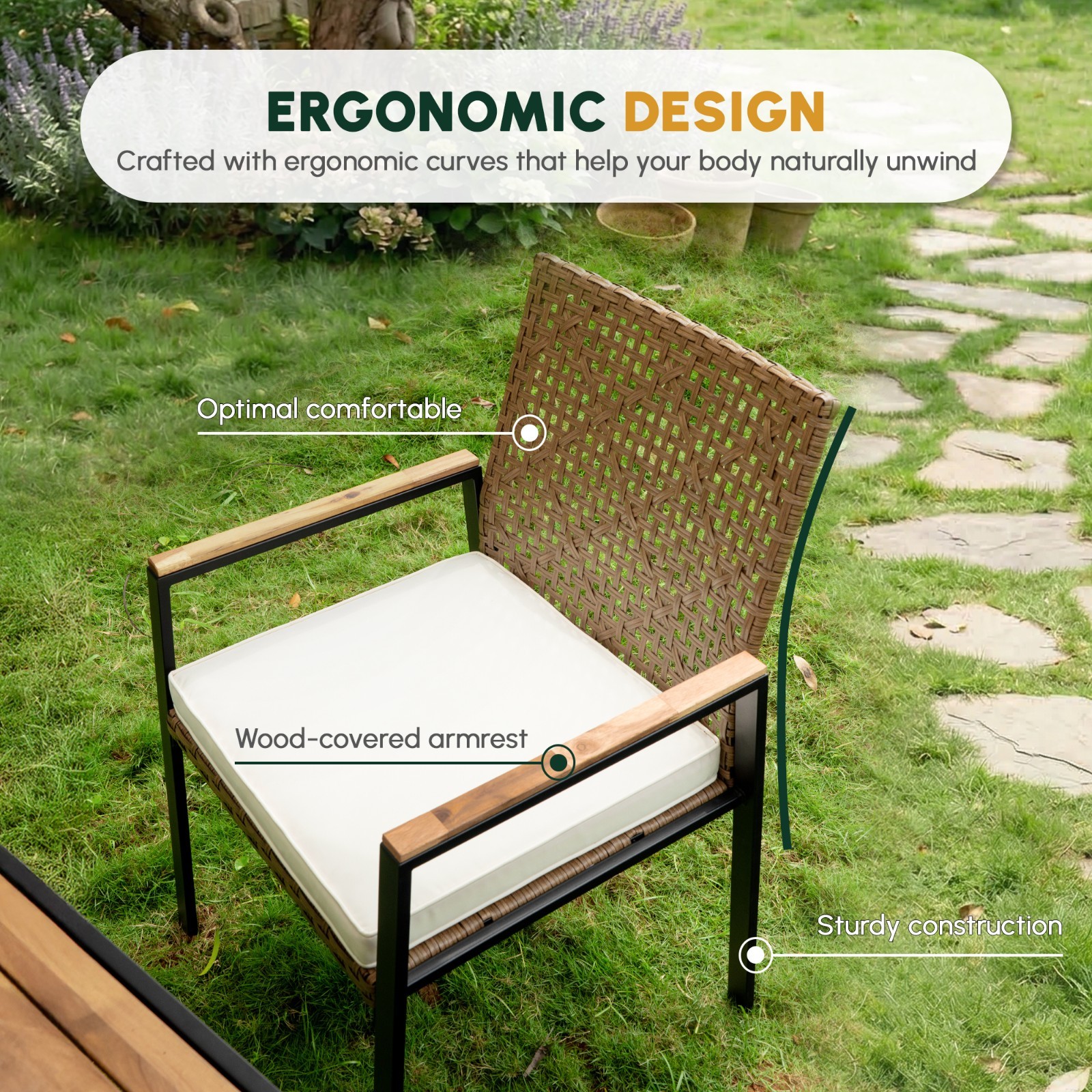 All Weather 5-Piece Patio Dining Table Sets, Patio Conversation Set Wood Table