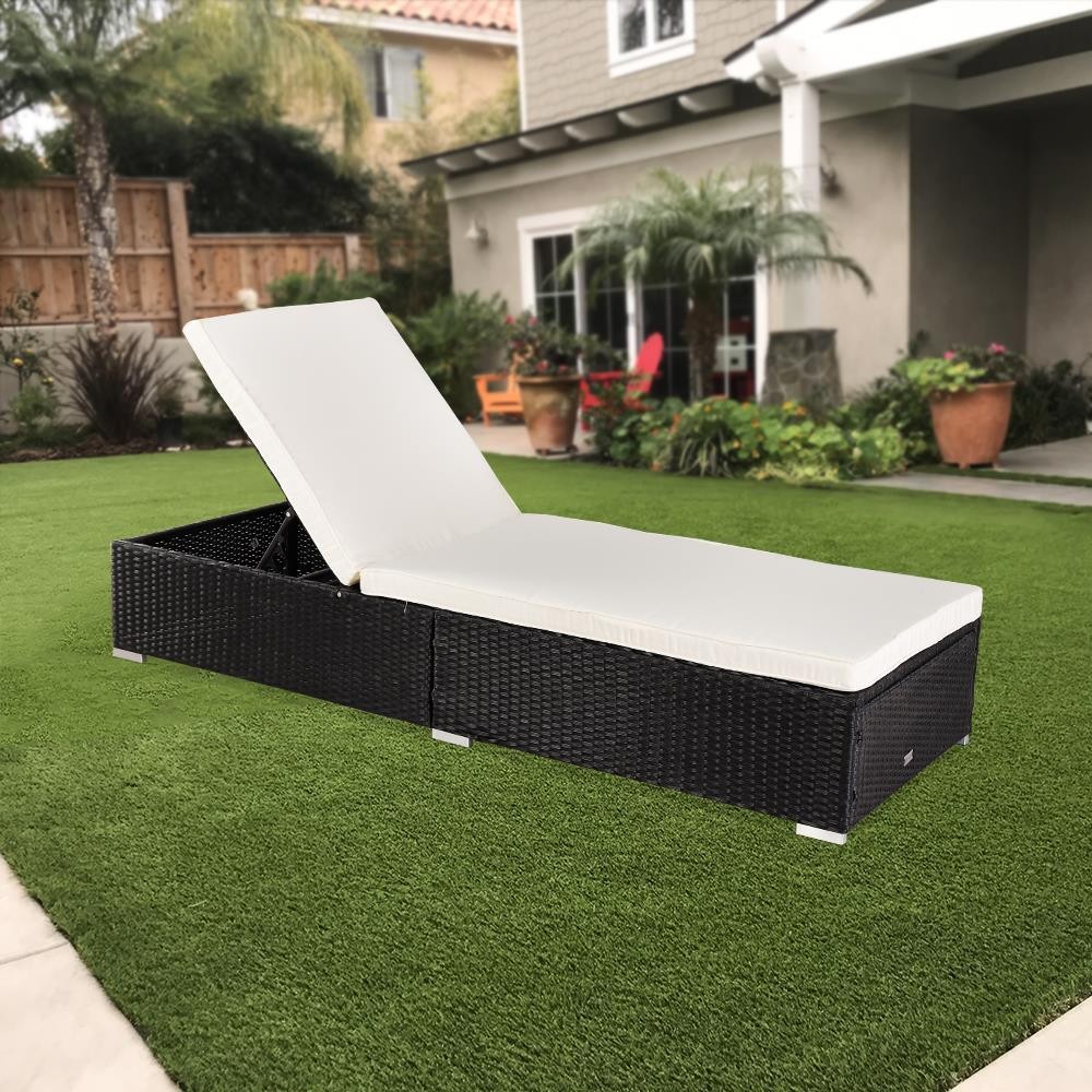 Oshion Sun Lounger PE Rattan Wicker Garden Outdoor Day Bed Chair Recliner
