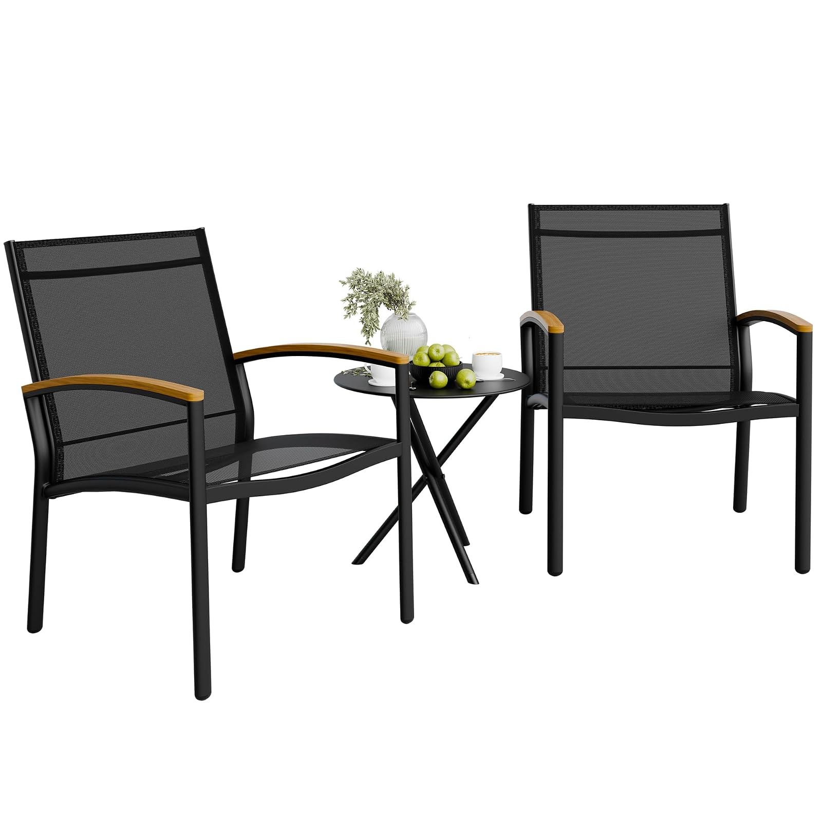 Shintenchi 3pc Black Patio Bistro Set