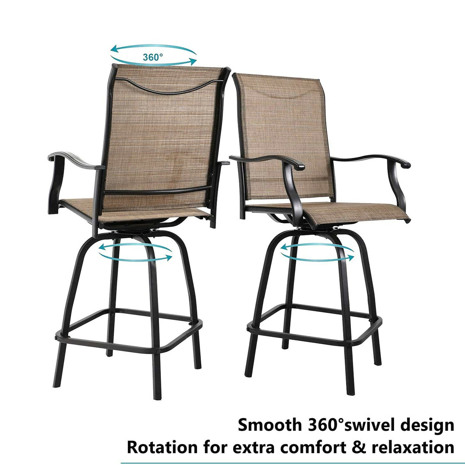 Patio Bar Table Chair Set Swivel Bar Height Chair Bar Chairs Outdoor Stools 5PCS