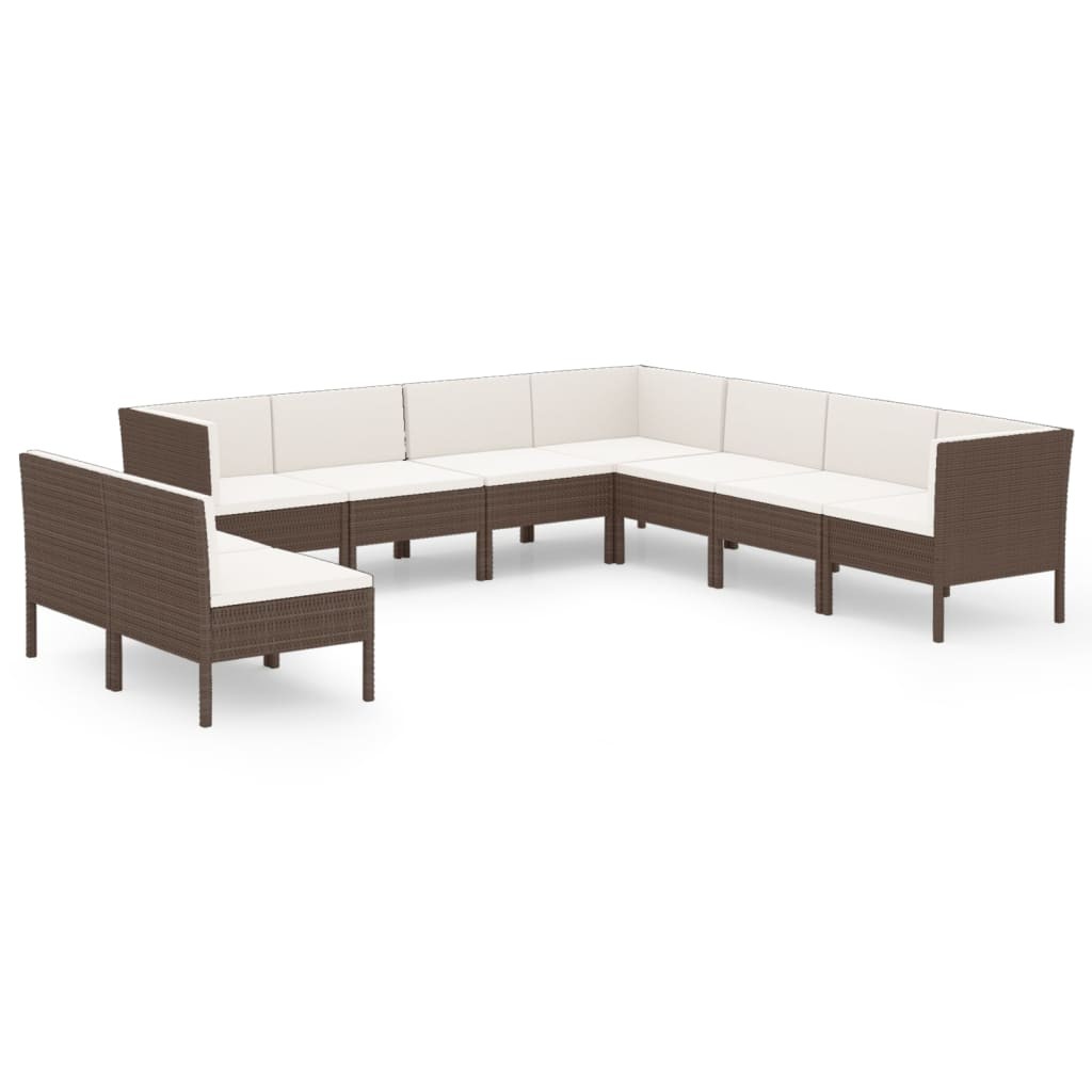Garden Lounge Set Patio Sectional Sofa Couch Outdoor Poly Rattan Brown vidaXL