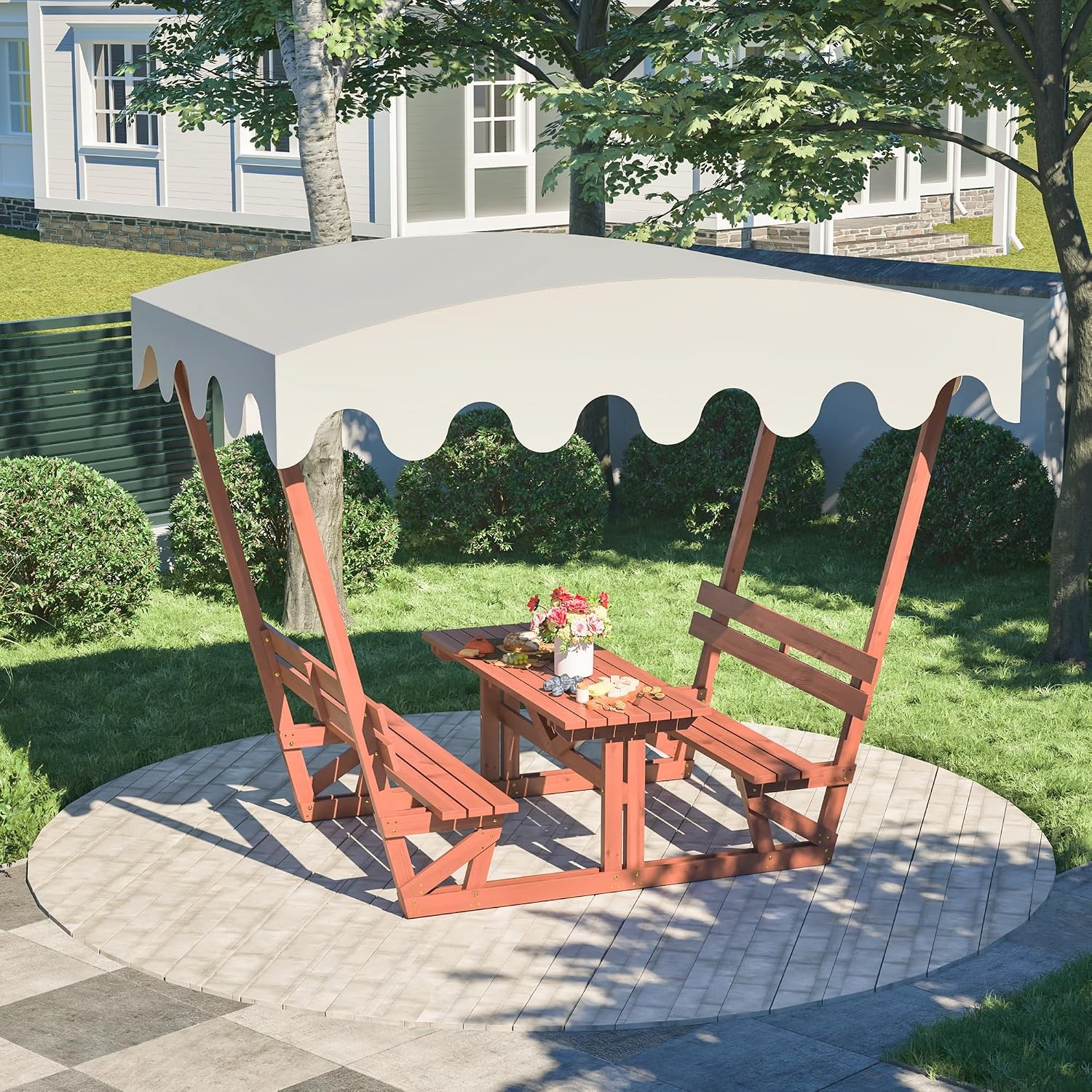 Picnic Table Bench Set 16 Persons 8FT Large Camping Table Wood Outdoor Dining