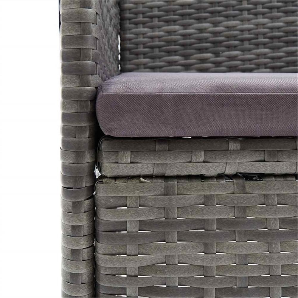 Bowery Hill Dining Set in Gray w/ Poly Rattan/Tempered Glass/Powder-Coated Steel