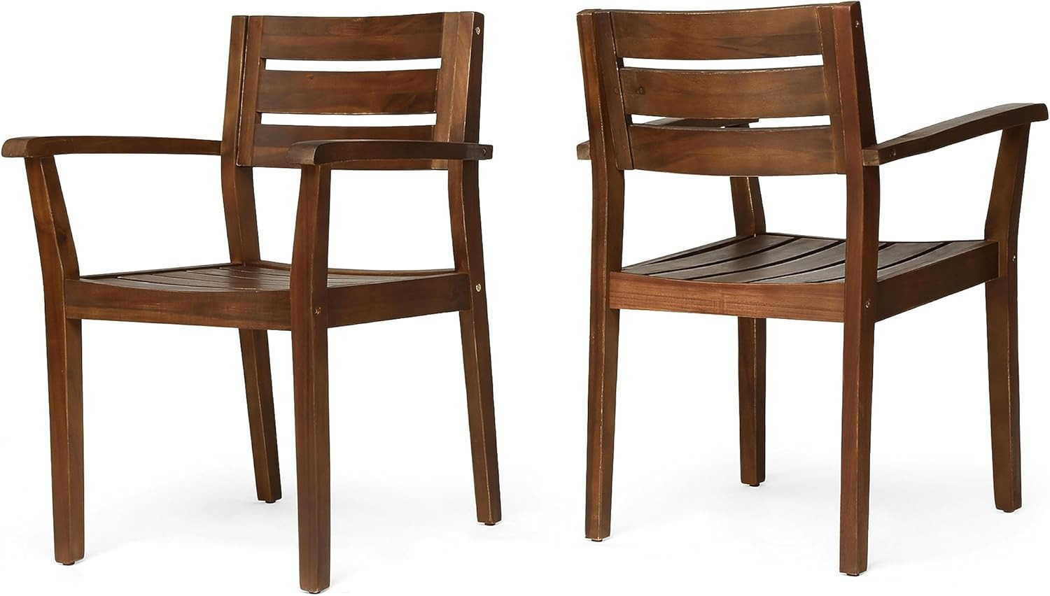 Stanford Outdoor Dining Chairs | Acacia Wood | Dark Brown Finish | Set of 2, (30