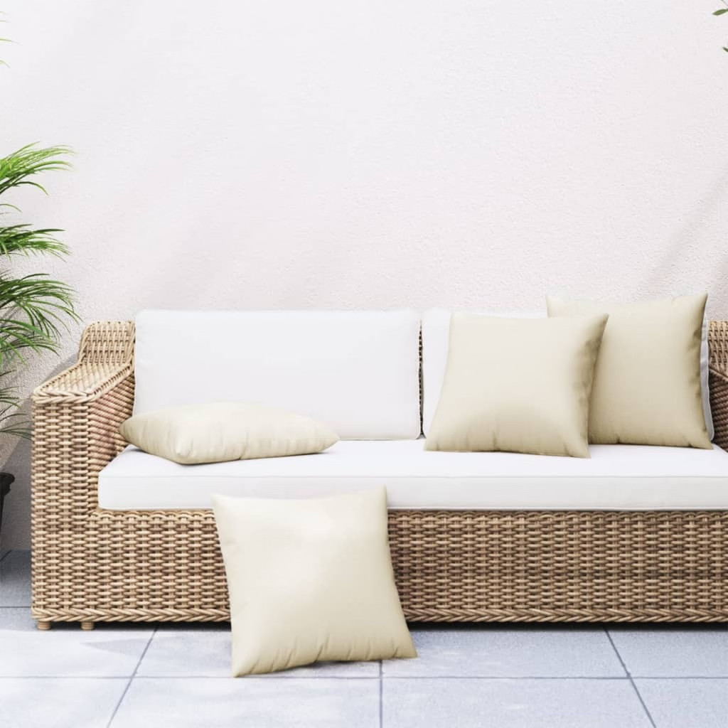 Throw Pillow Set of 4 Cream 100% polyester 19.7″ x 19.7