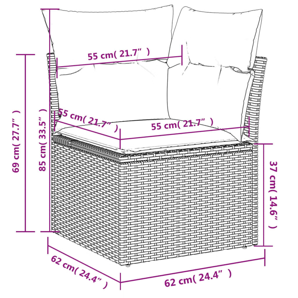 Garden Sofa Set Beige Poly Rattan Medium Modular