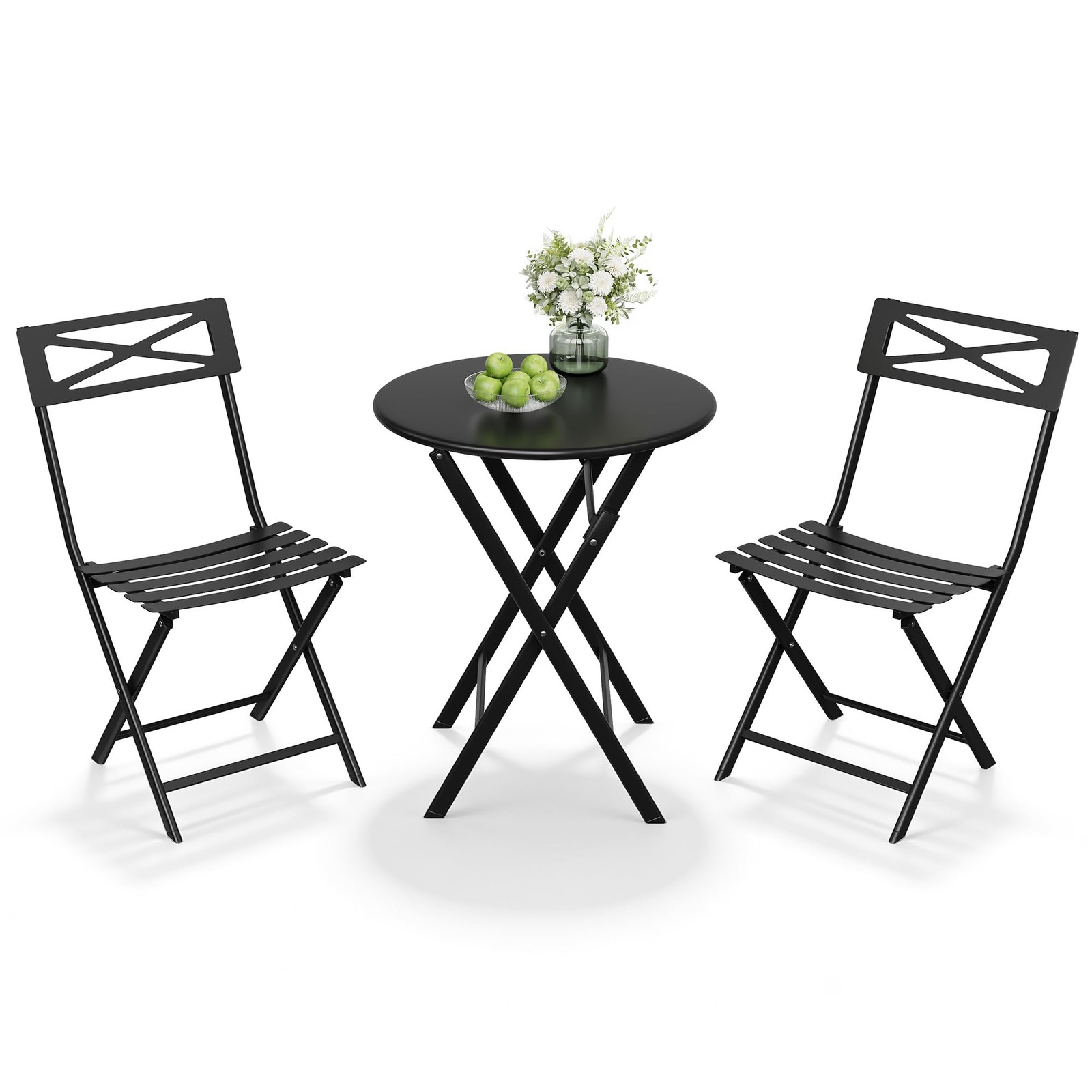 3 Piece Patio Bistro Set ,Outdoor Furniture Garden Folding Table and Chair Set
