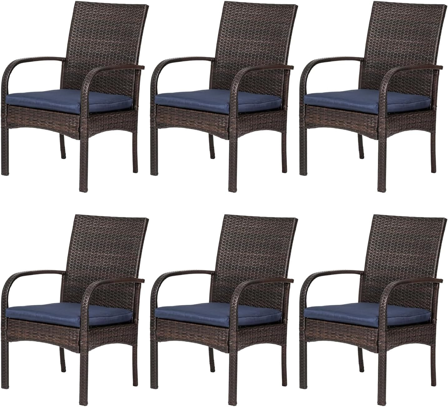 Outdoor Wicker Rattan Chairs Patio Furniture Sets with Cushions, 350Lbs Capacity