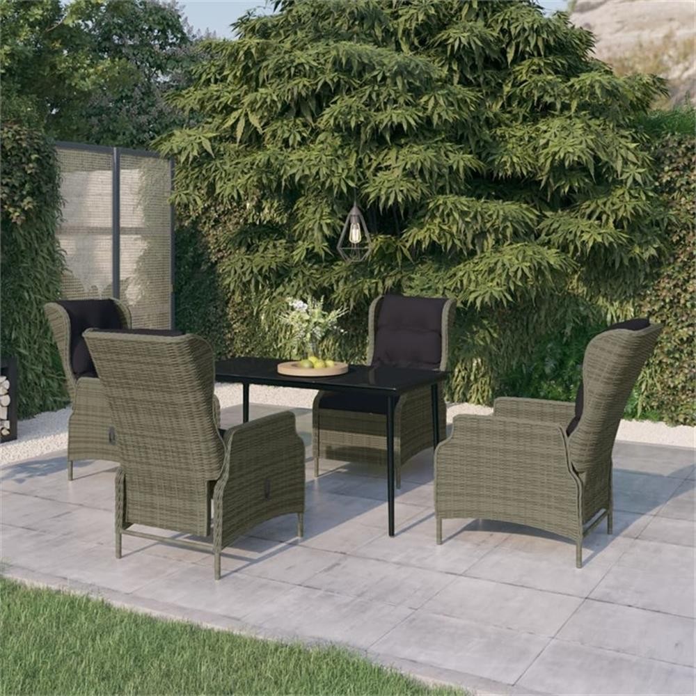 Bowery Hill Contemporary PE Rattan Medium Garden Dining Set in Brown