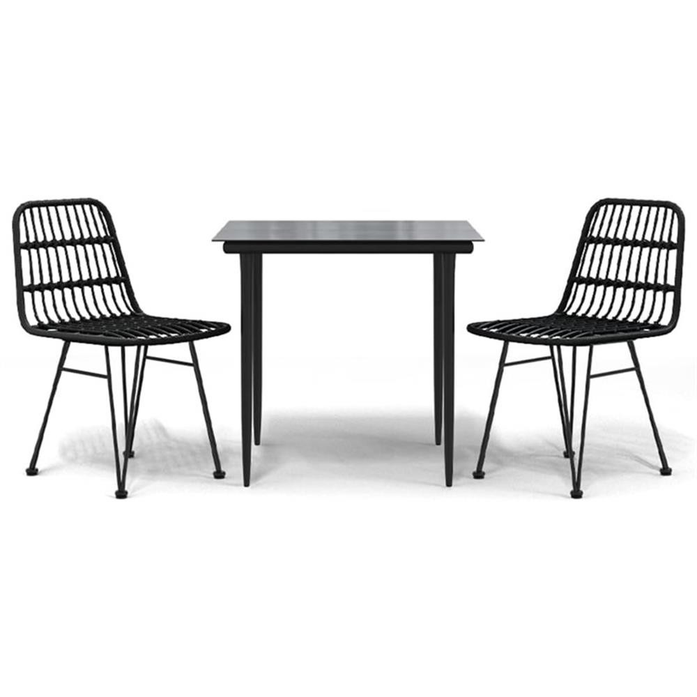 Bowery Hill Poly Rattan Medium Durable Garden Dining Set in Black