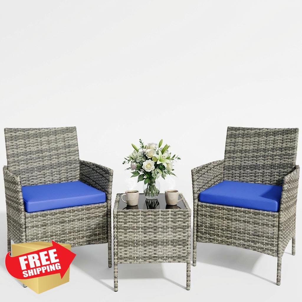 Garvee Patio Furniture 3 Pieces Gray/blue