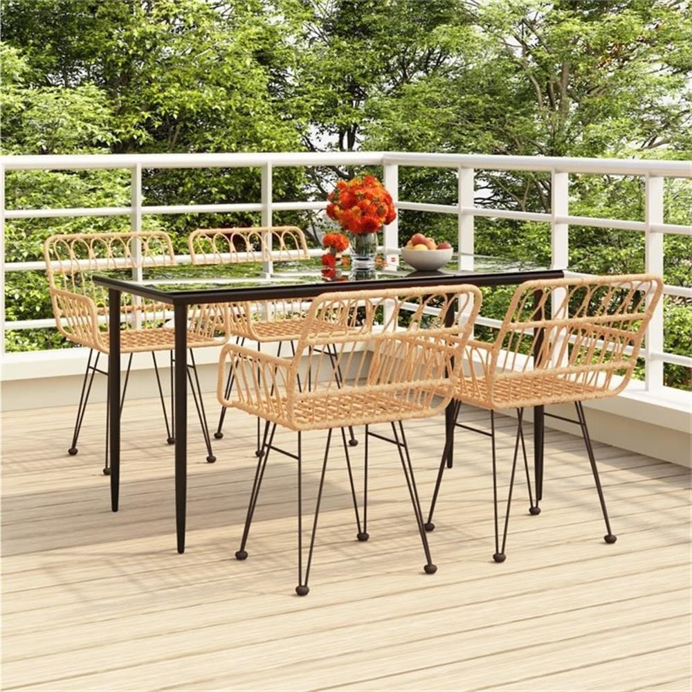 Bowery Hill Contemporary Steel Medium Durable Garden Dining Set in Black